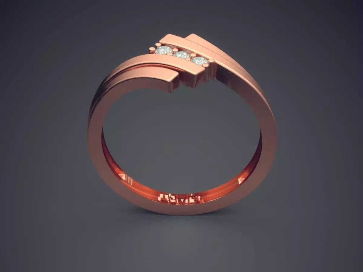 Unique Ring With Diamonds A-410 3D print model_2
