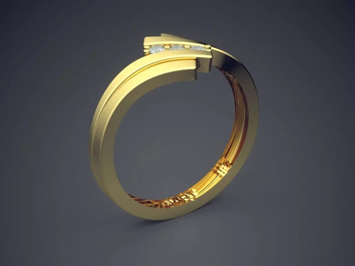 Unique Ring With Diamonds A-410 3D print model_0