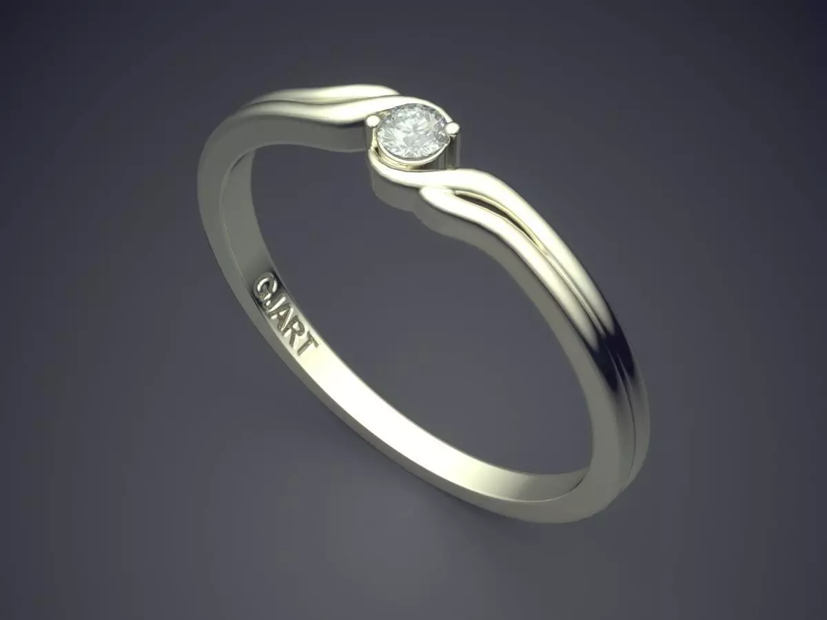 Ring With Diamond Gjart A-406 3D print model_1