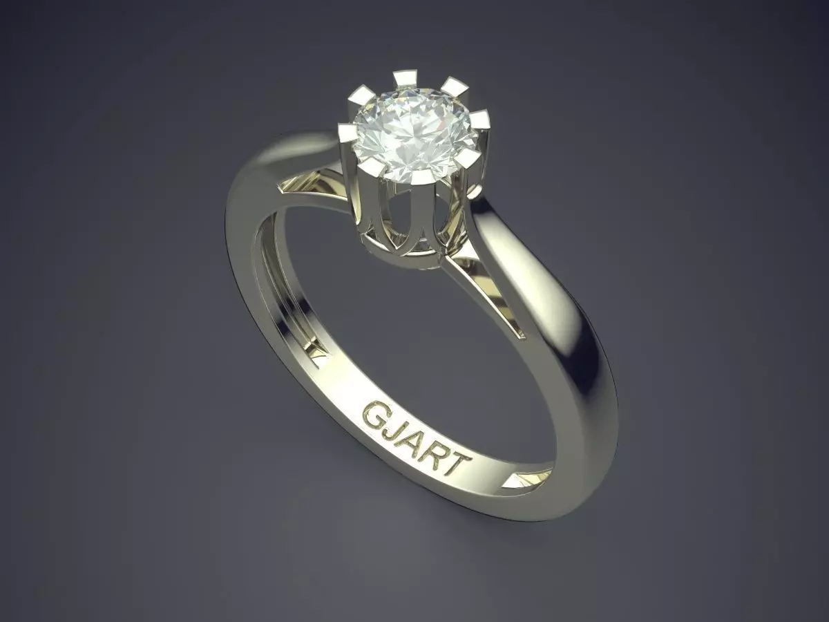 Ring With Diamond Gjart A-407 3D print model_1