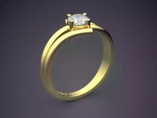 Curved Ring With Diamond Gjart A-401 3D print model