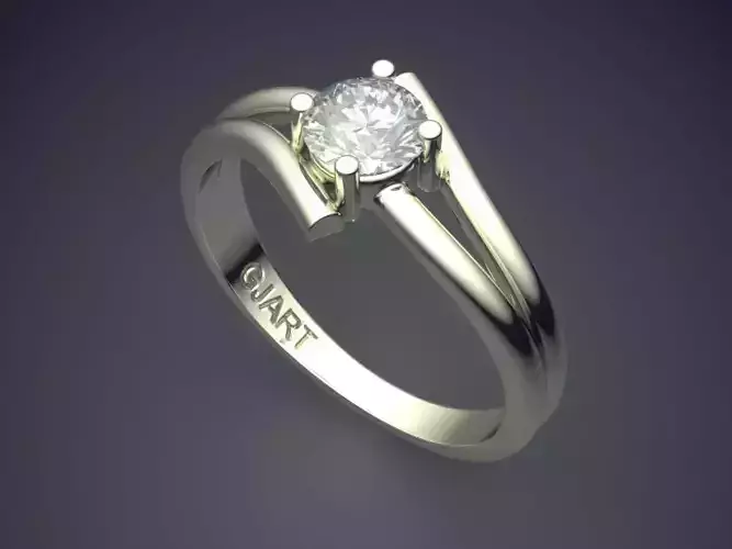 Curved Ring With Diamond Gjart A-401