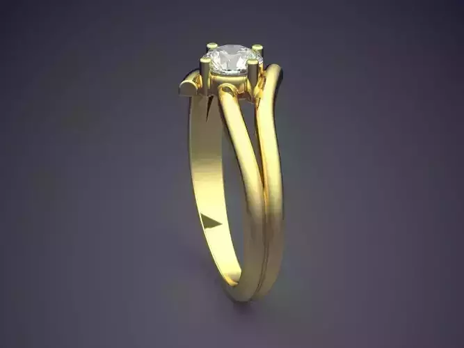 Curved Ring With Diamond Gjart A-401