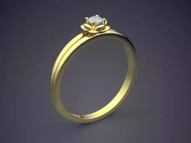 Flower-shaped Ring With Diamond Gjart A-399