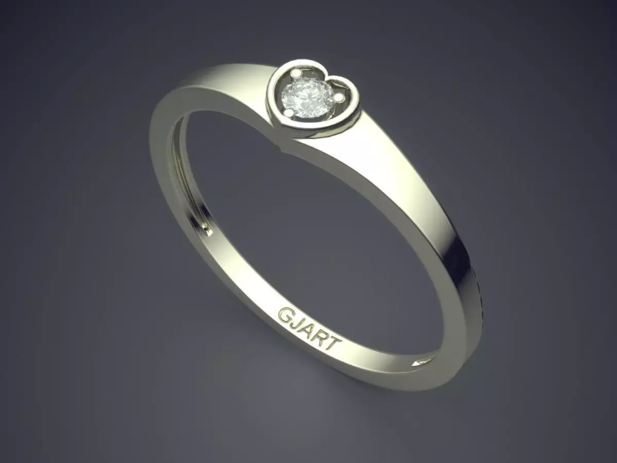 Ring With Heart-shaped Diamond Gjart A-397 3D print model_1
