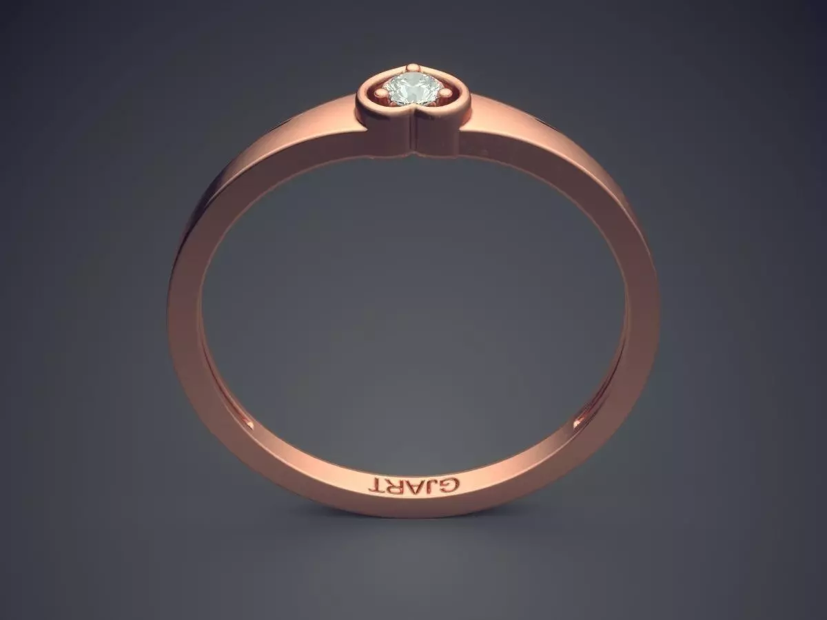 Ring With Heart-shaped Diamond Gjart A-397 3D print model_2