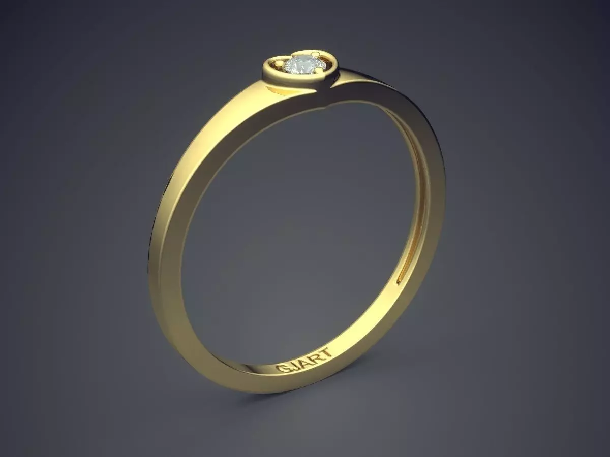 Ring With Heart-shaped Diamond Gjart A-397 3D print model_0
