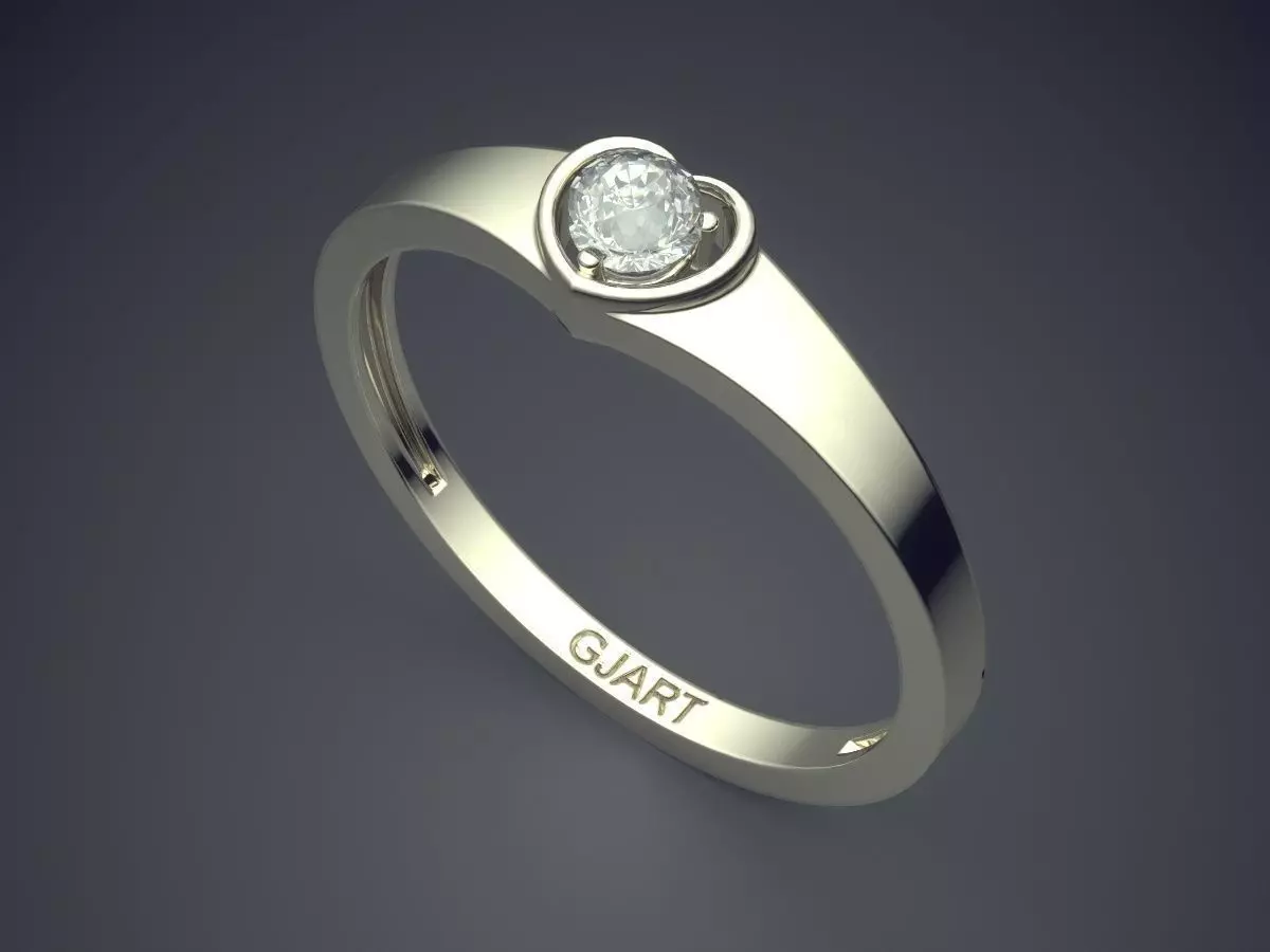 Ring With Heart-shaped Diamond Gjart A-396 3D print model_1