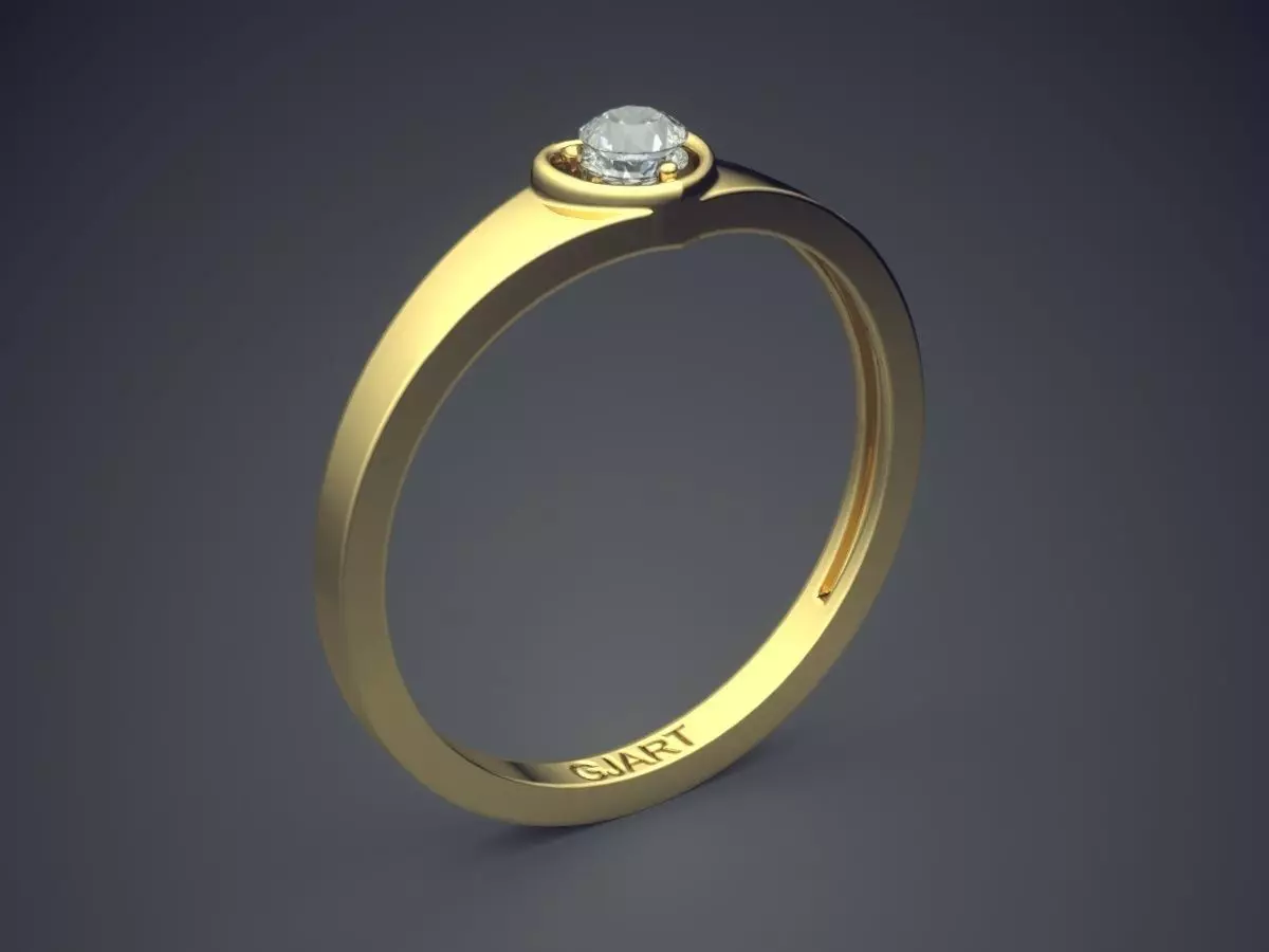 Ring With Heart-shaped Diamond Gjart A-396 3D print model_0