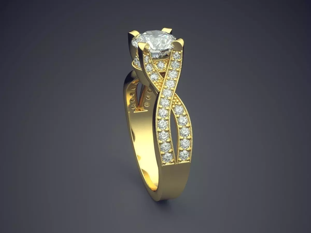 Ring With Diamonds Gjart A-378 3D print model_3