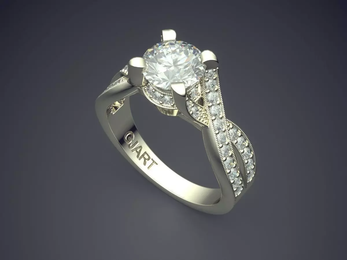 Ring With Diamonds Gjart A-378 3D print model_1