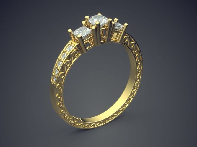 Ring With Diamonds Gjart A-37 3D print model