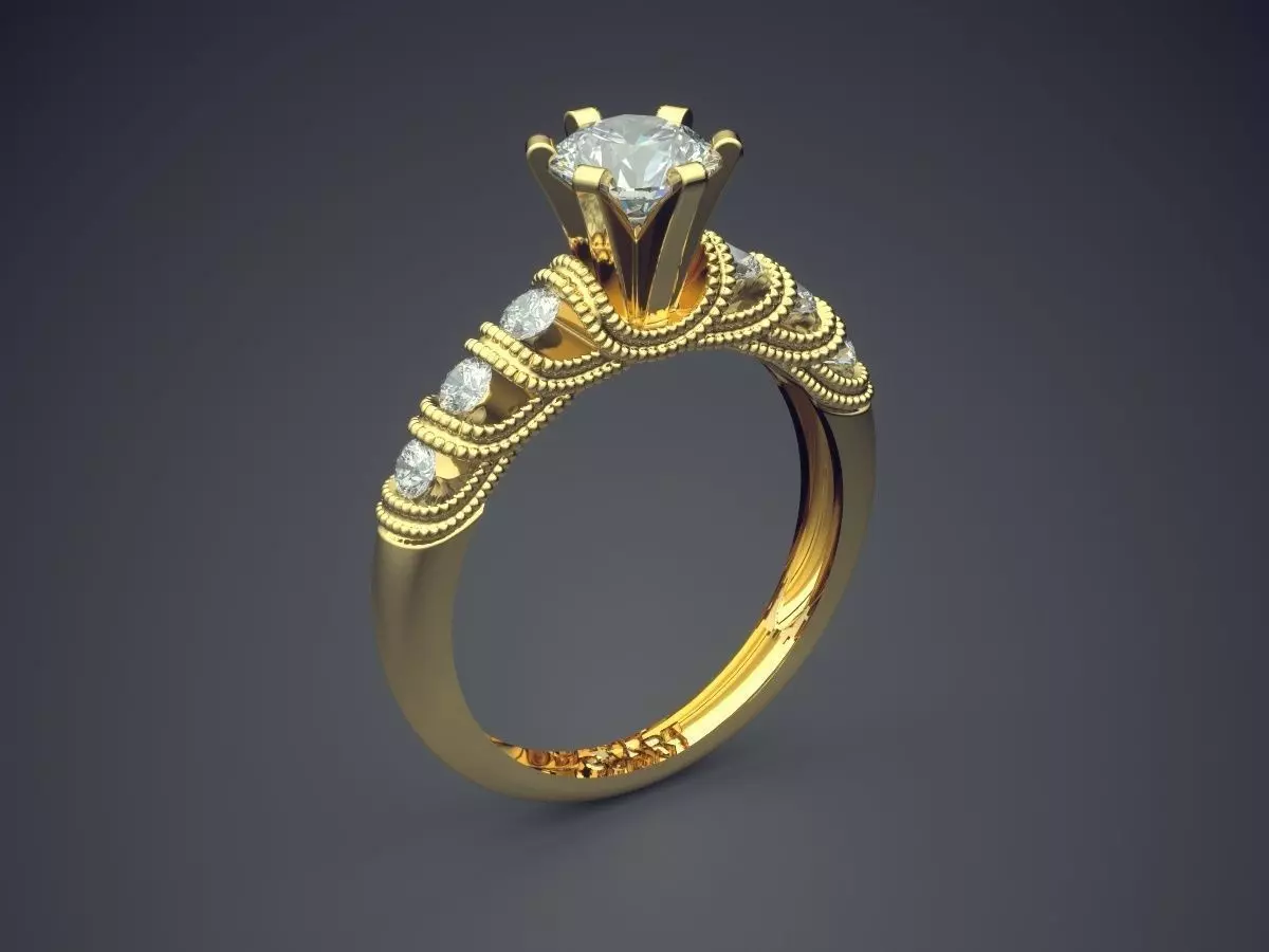 Ring With Diamonds A-366 3D print model_0