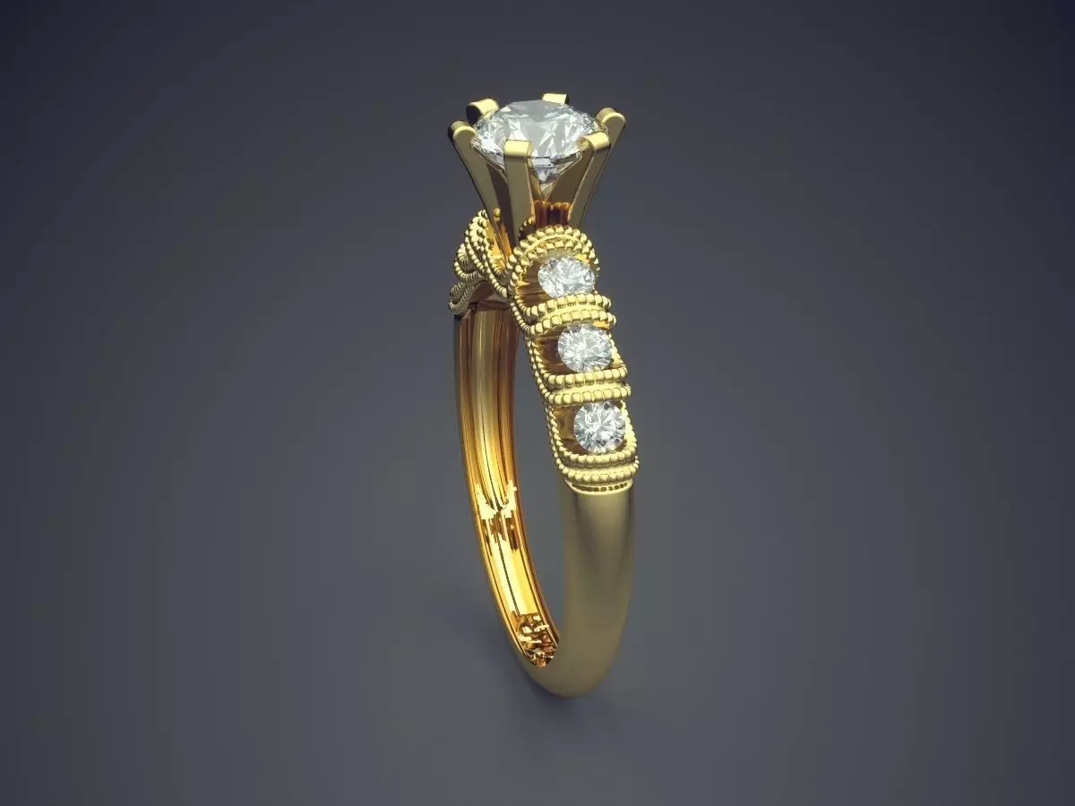 Ring With Diamonds A-366 3D print model_3