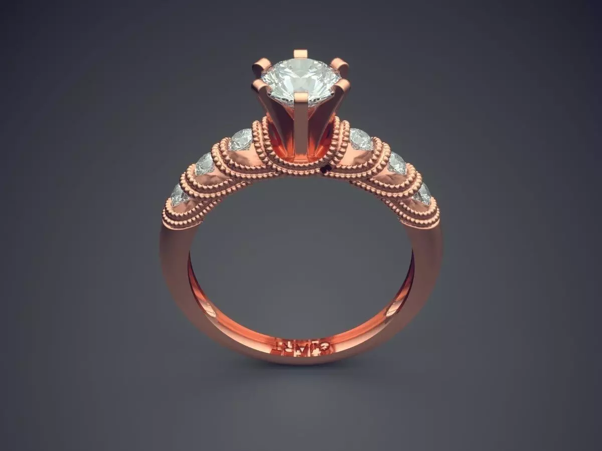 Ring With Diamonds A-366 3D print model_2