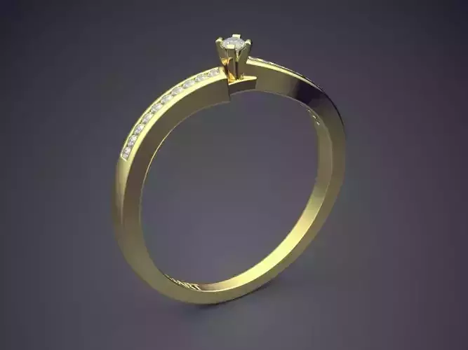Curved Ring With Diamonds Gjart A-362