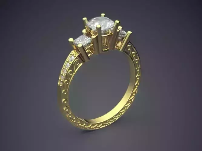 Ring With Diamonds Gjart A-36 3D print model