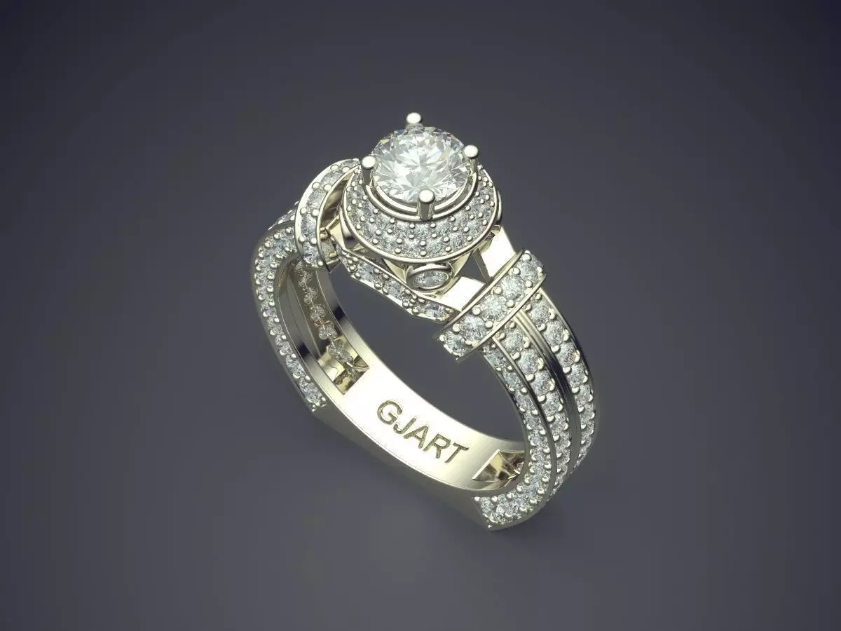 Unique Ring With Diamonds Gjart A-358 3D print model_1