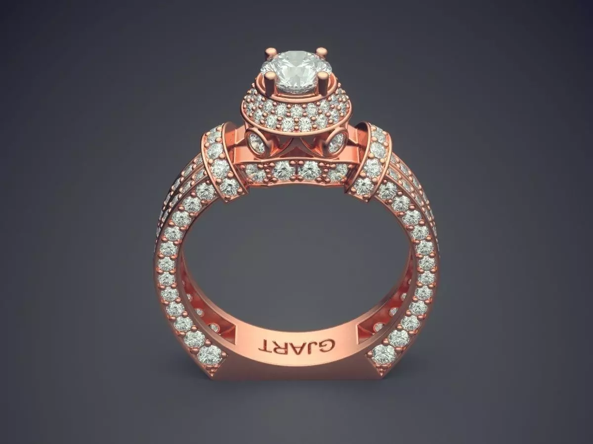 Unique Ring With Diamonds Gjart A-358 3D print model_2