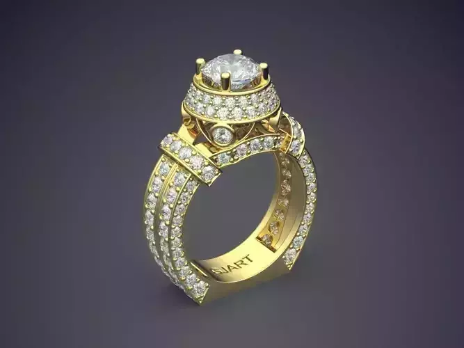 Unique Ring With Diamonds Gjart A-357 3D print model