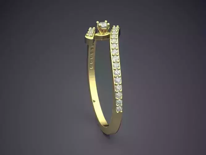 Curved Ring With Diamonds Gjart A-353