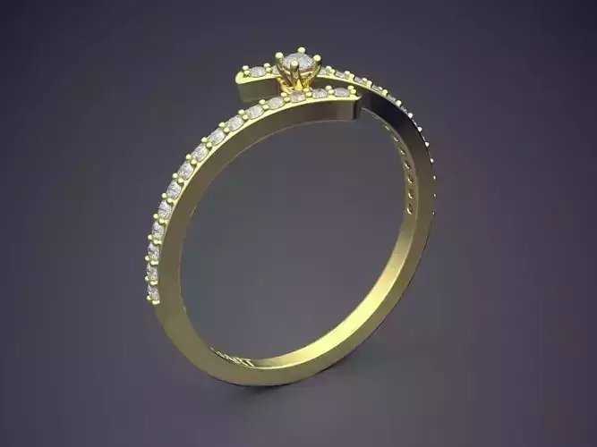 Curved Ring With Diamonds Gjart A-353 3D print model