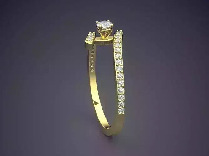 Curved Ring With Diamonds Gjart A-352