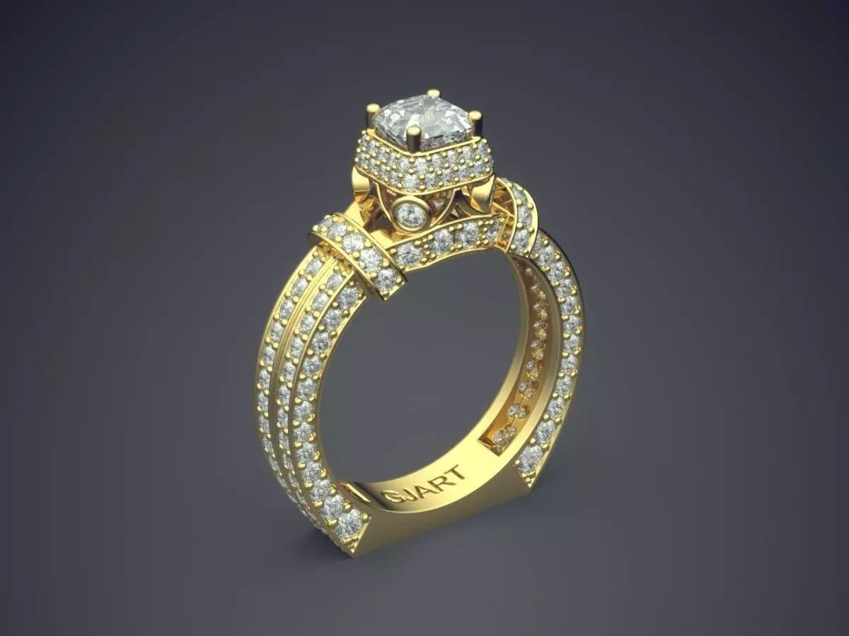 Luxurious Ring With Diamonds Gjart A-355 3D print model_0