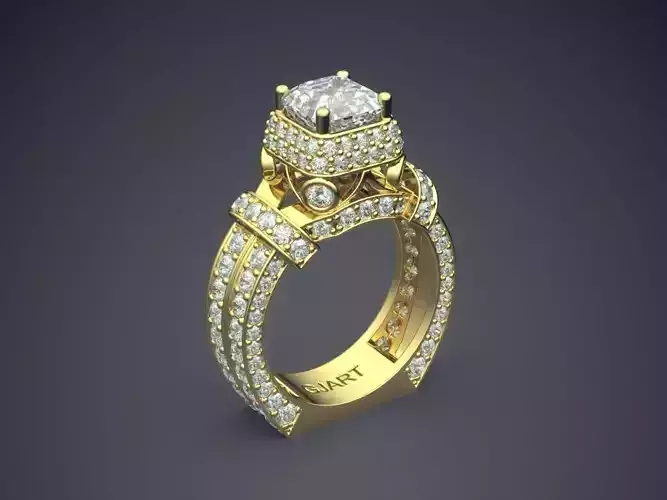 Unique Luxurious Ring With Diamonds Gjart A-354 3D print model