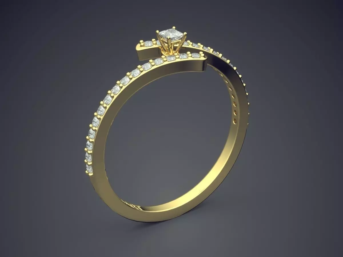 Curved Ring With Diamonds Gjart A-350 3D print model