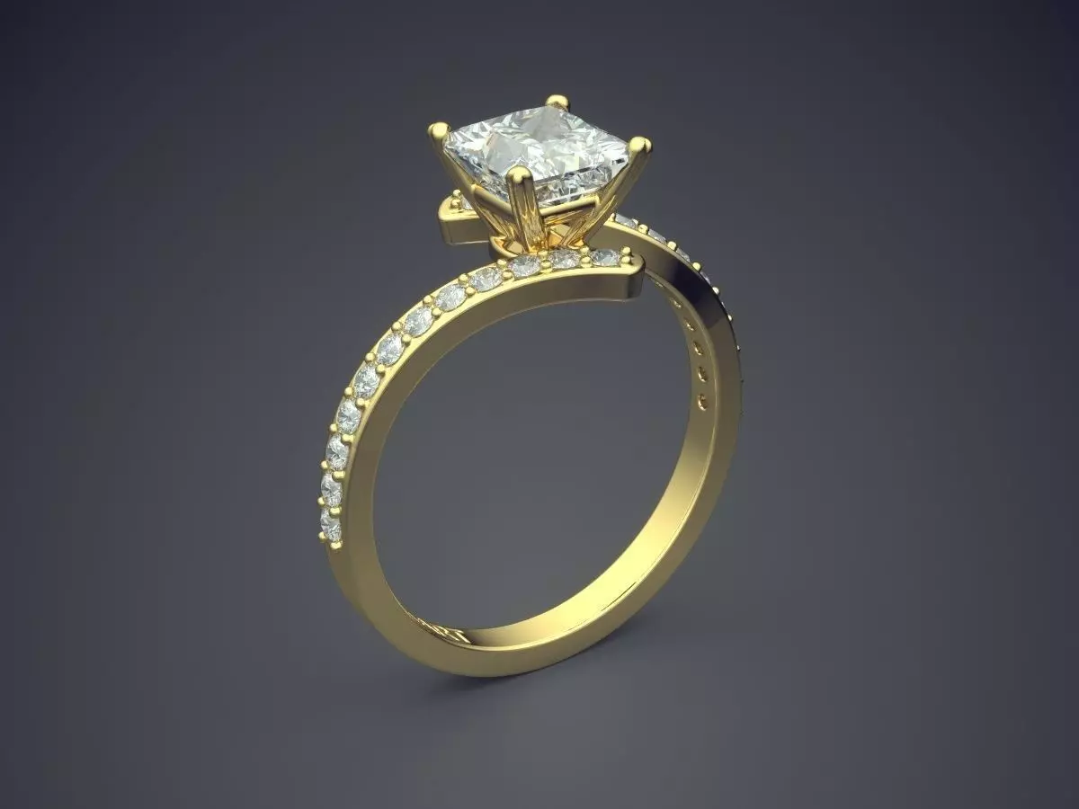 Curved Ring With Diamonds Gjart A-348 3D print model_0