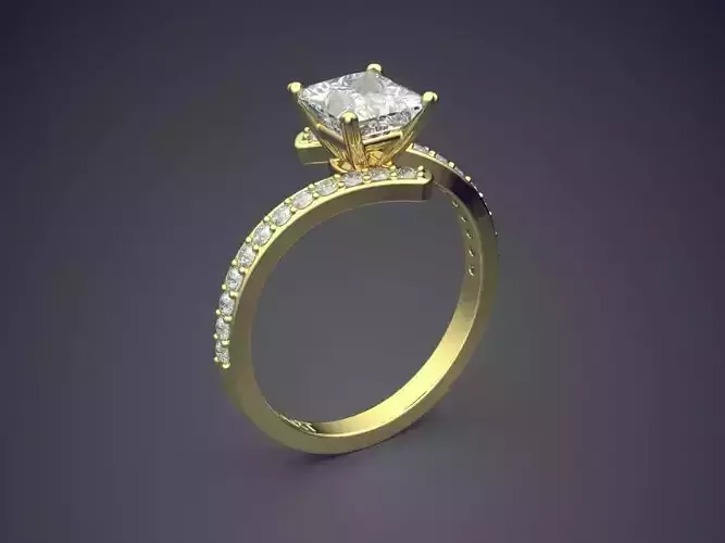 Curved Ring With Diamonds Gjart A-348