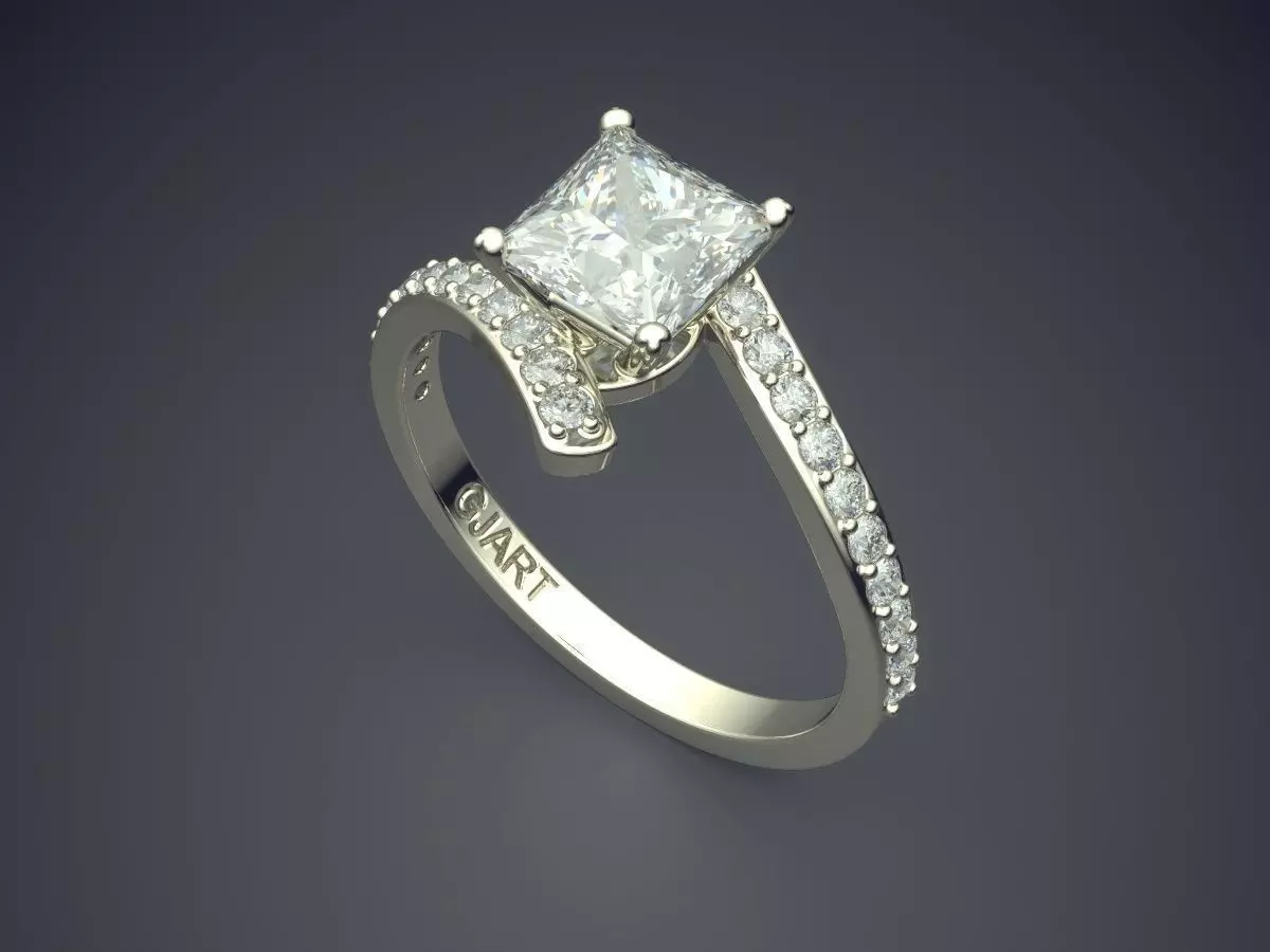 Curved Ring With Diamonds Gjart A-348 3D print model_1