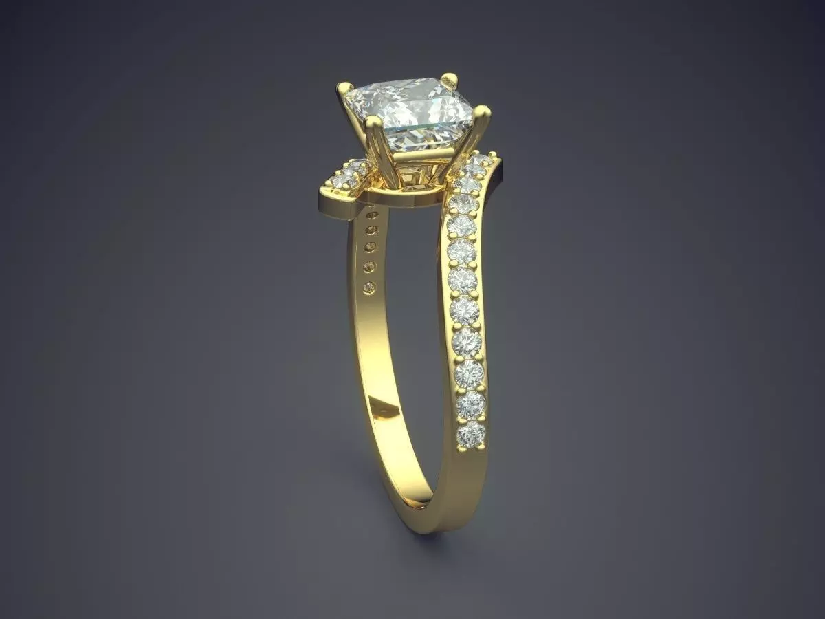 Curved Ring With Diamonds Gjart A-348 3D print model_3