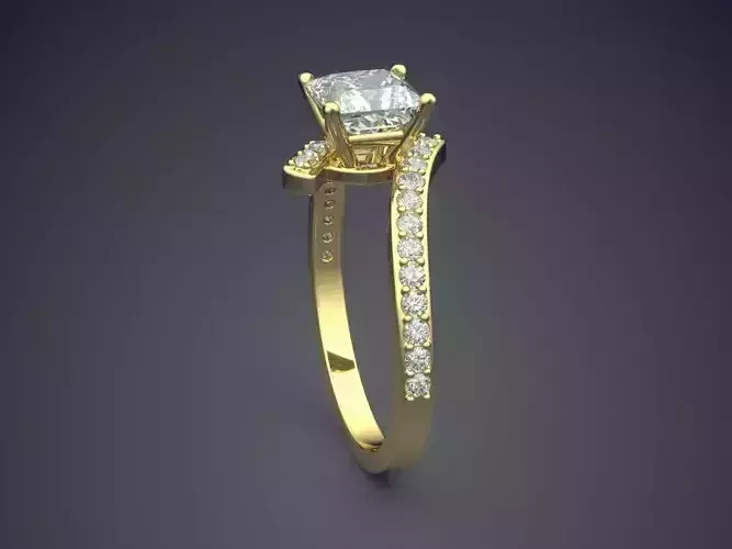 Curved Ring With Diamonds Gjart A-348