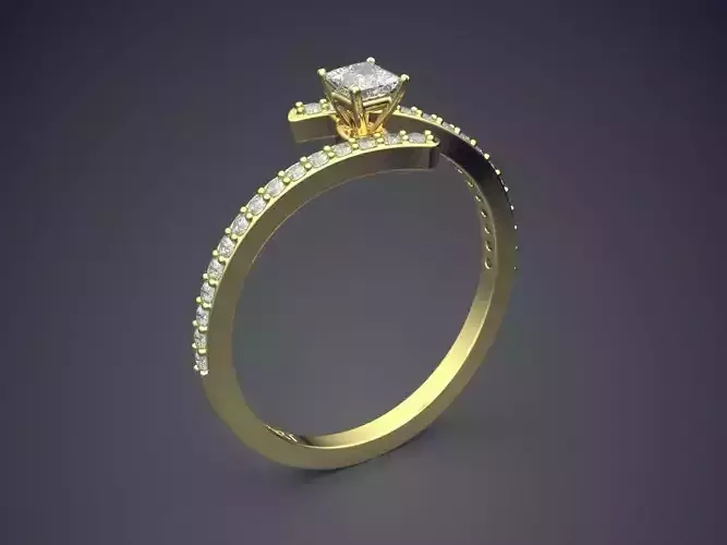 Curved Ring With Diamonds Gjart A-349 3D print model