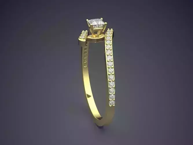 Curved Ring With Diamonds Gjart A-349