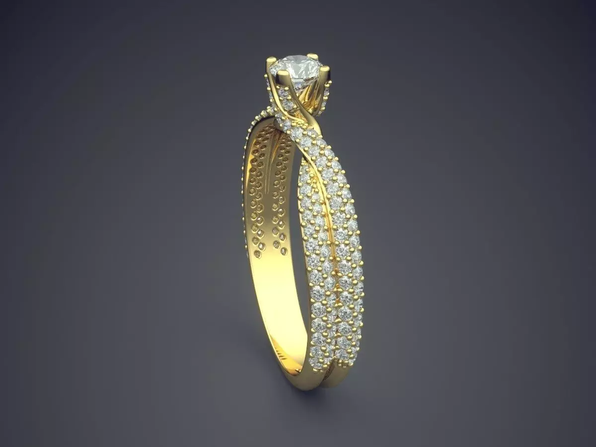 Curved Ring With Diamonds Gjart A-346 3D print model_3