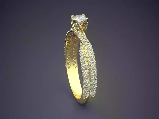 Curved Ring With Diamonds Gjart A-346