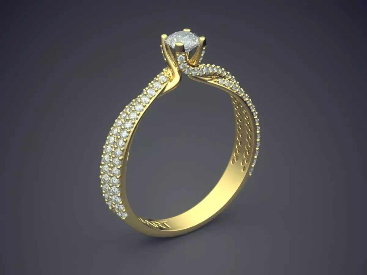 Curved Ring With Diamonds Gjart A-346 3D print model_0