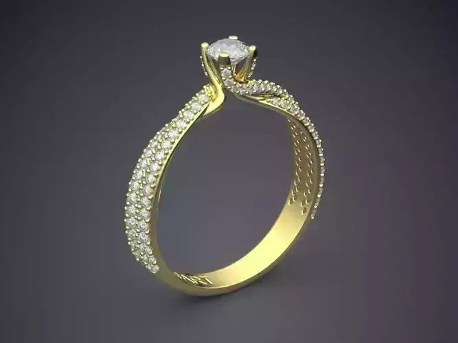 Curved Ring With Diamonds Gjart A-346
