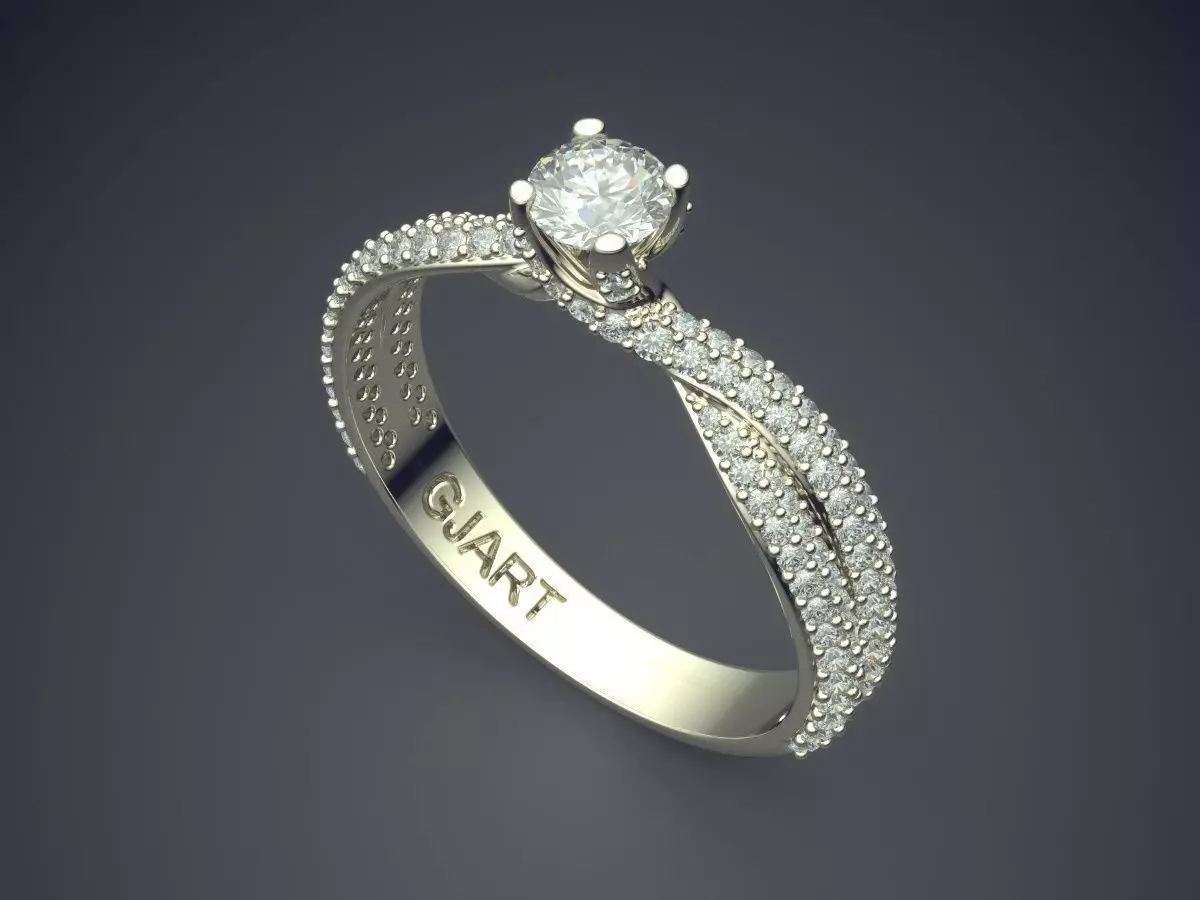 Curved Ring With Diamonds Gjart A-346 3D print model_1