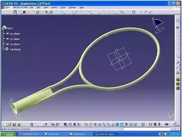 badminton in catia with surface designing  