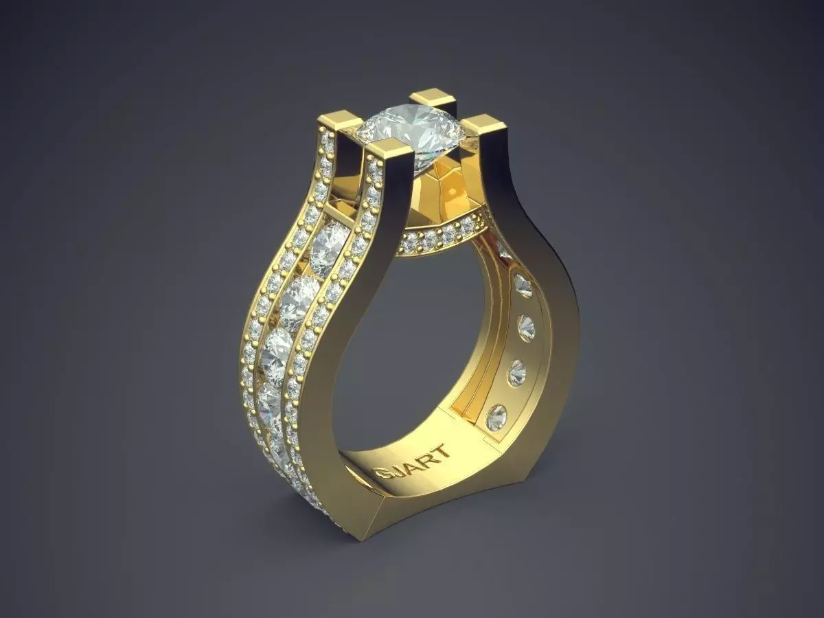 Ring With Diamonds Gjart A-335 3D print model_0