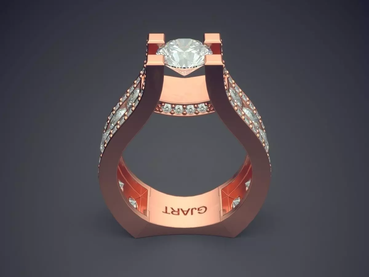 Ring With Diamonds Gjart A-335 3D print model_2