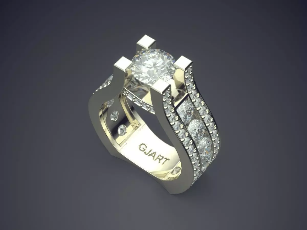 Ring With Diamonds Gjart A-335 3D print model_1
