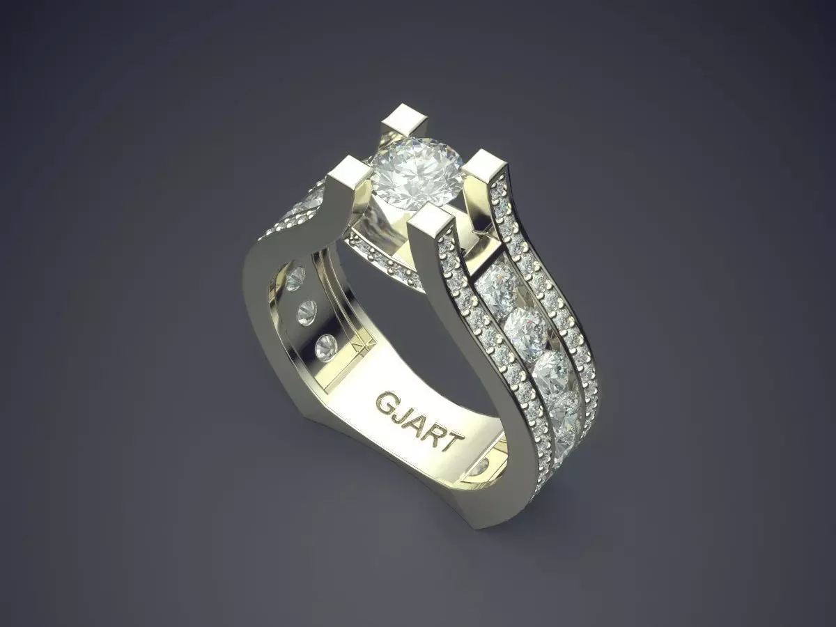 Ring With Diamonds Gjart A-336 3D print model_1