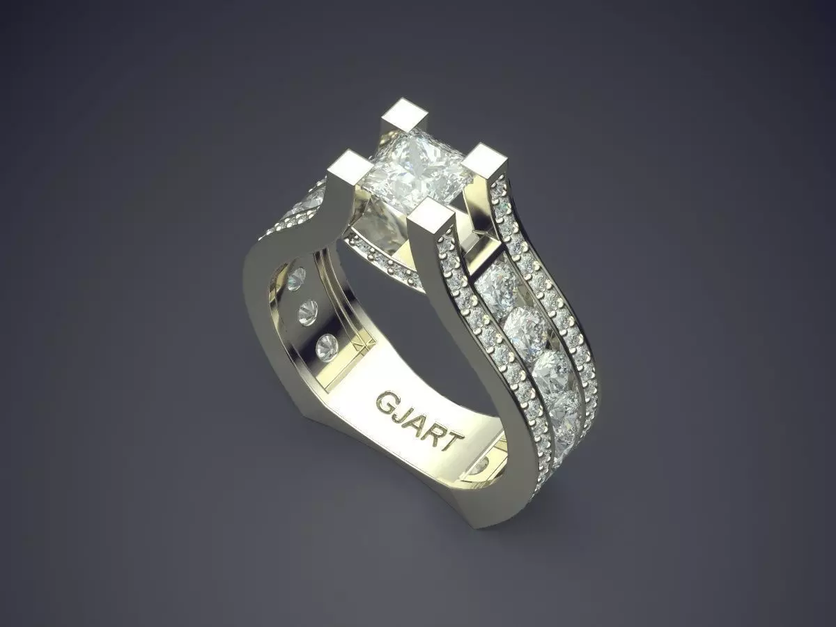 Ring With Diamonds Gjart A-333 3D print model_1