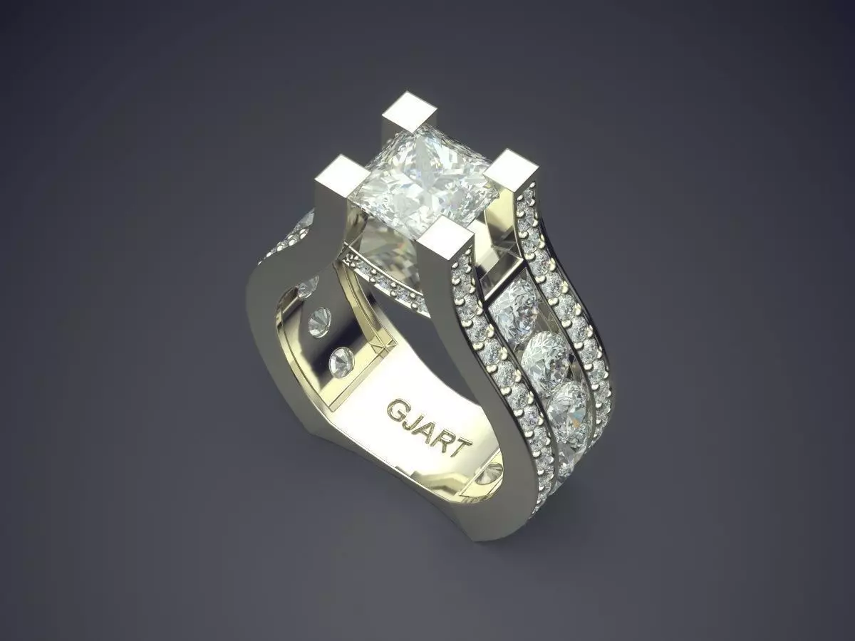 Ring With Diamonds Gjart A-332 3D print model_1