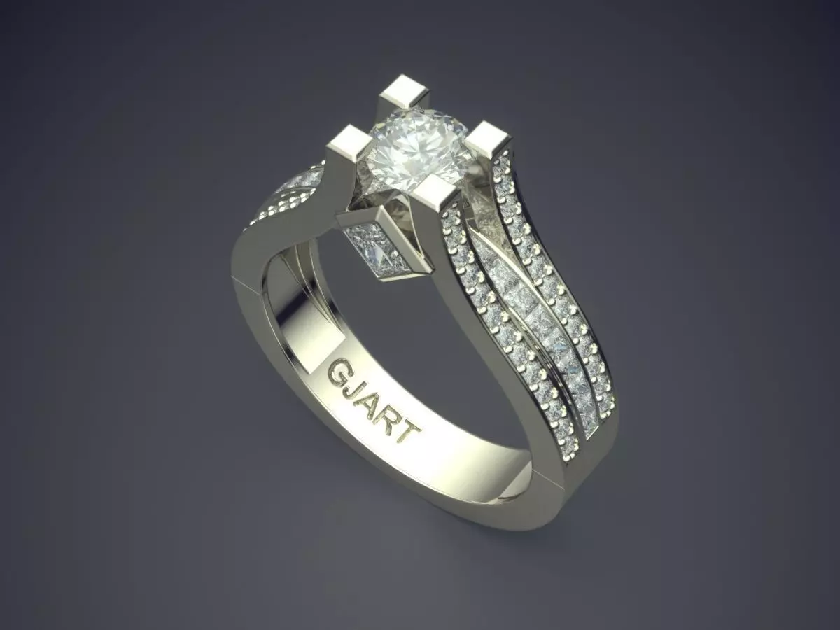 Ring With Diamonds Gjart A-330 3D print model_1